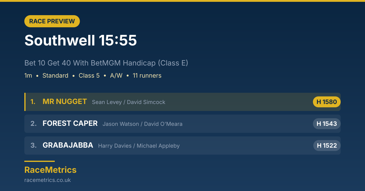 Southwell 15:55: Bet 10 Get 40 With BetMGM Handicap (Class 5)