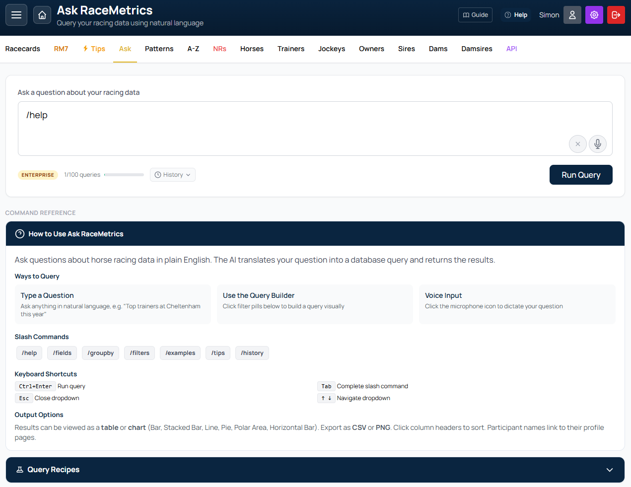 How to Use Query Recipes on RaceMetrics