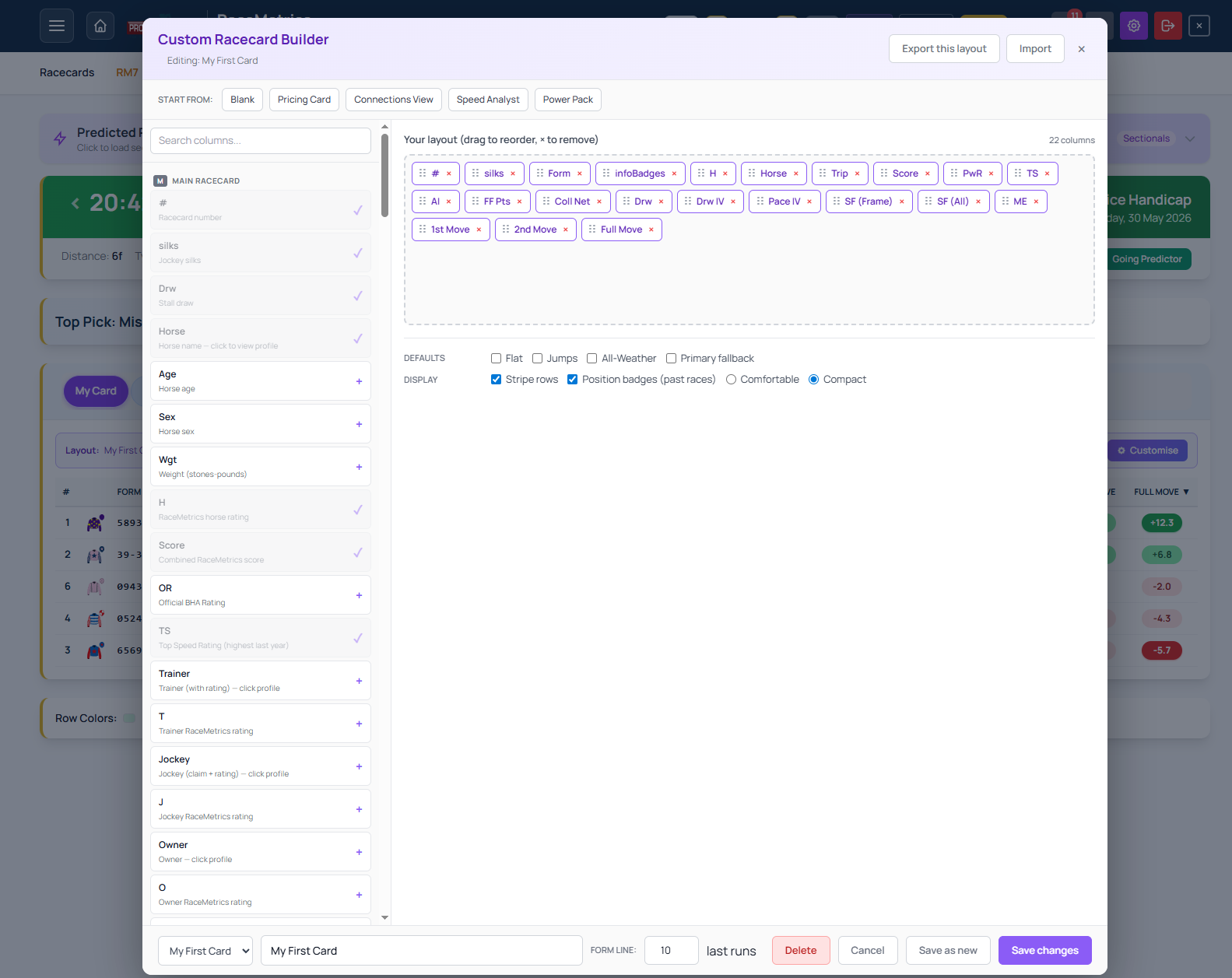 How to Use My Card (Custom Racecard) on RaceMetrics