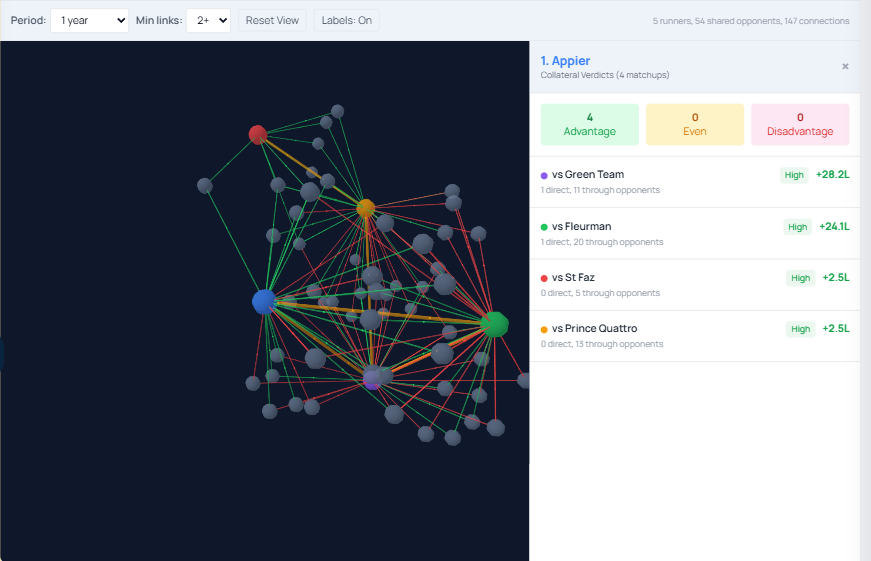 3D Collateral Form showing network of runners connected through shared opponents